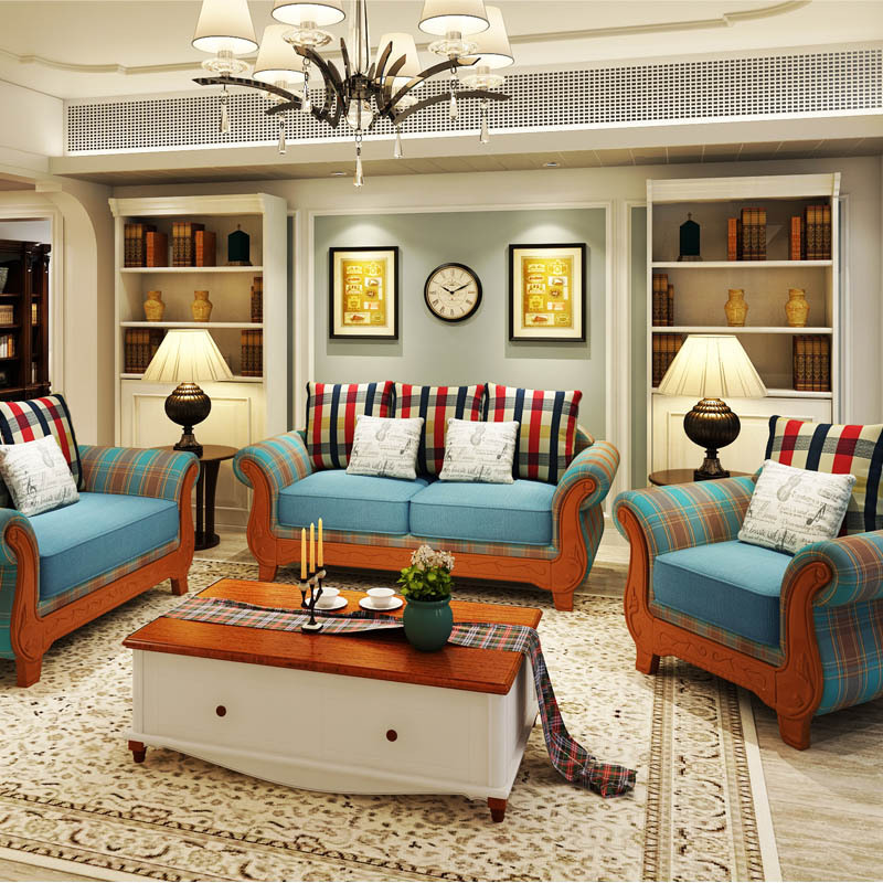 地中海布藝客廳轉角組合沙發