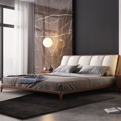 輕奢北歐實木床