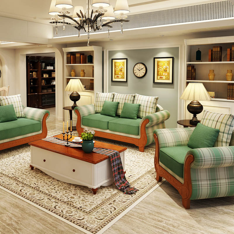 地中海布藝客廳轉角組合沙發