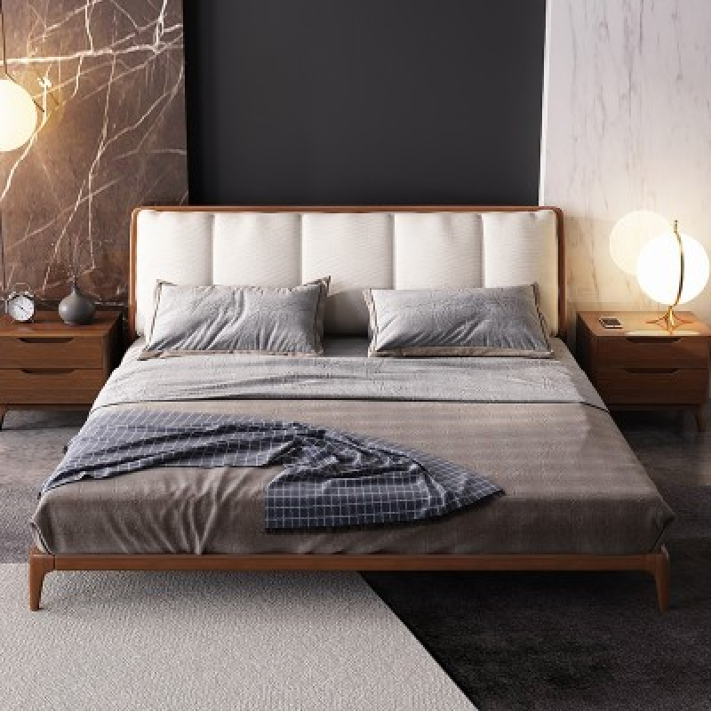 輕奢北歐實木床