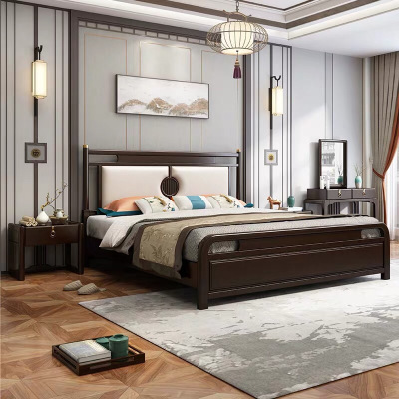 現(xiàn)代簡(jiǎn)約新中式全實(shí)木雙人床